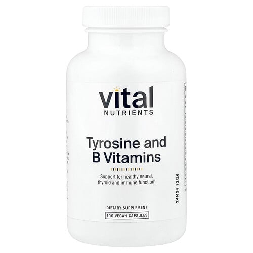 Vital Nutrients, 타이로신 및 비타민B군, 베지 캡슐 100정 상세 이미지