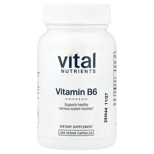 Vital Nutrients, 비타민B6, 베지 캡슐 100정(캡슐 1정당 100mg) 상세 이미지