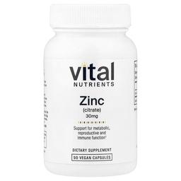 Vital Nutrients, 아연(시트레이트), 30mg, 베지 캡슐 90정