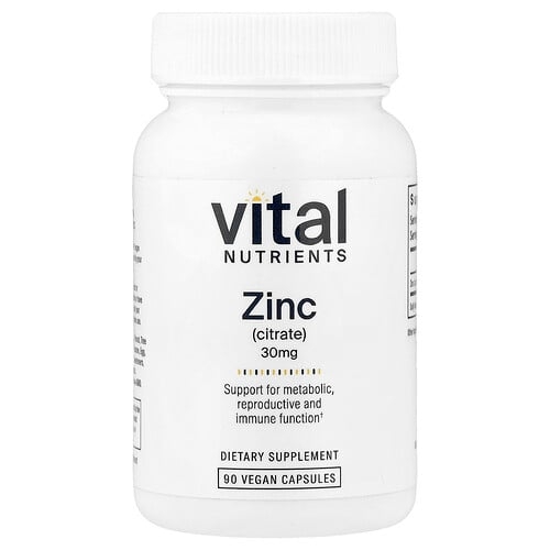 Vital Nutrients, 아연(시트레이트), 30mg, 베지 캡슐 90정 상세 이미지