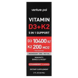 Venture Pal, 비타민D3 + K2, 딸기, 60ml(2fl oz)