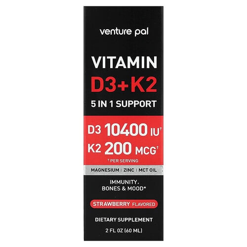 Venture Pal, 비타민D3 + K2, 딸기, 60ml(2fl oz) 상세 이미지