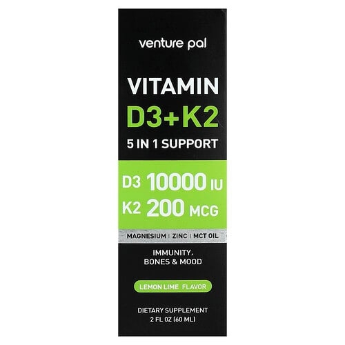 Venture Pal, 비타민D3 + K2, 레몬 라임, 60ml(2fl oz) 상세 이미지