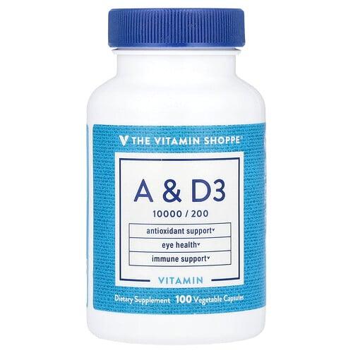 더 비타민 샵 The Vitamin Shoppe, 비타민A 및 D3, 베지 캡슐 100정 상품 이미지
