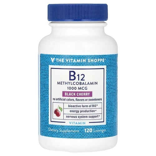 더 비타민 샵 The Vitamin Shoppe, 블랙 체리, B12, 1,000mcg, 사탕 정제 120정 상세 이미지