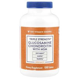 더 비타민 샵 The Vitamin Shoppe, 3배 강도 글루코사민 콘드로이틴 및 MSM 함유, 120정