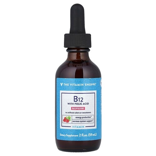 더 비타민 샵 The Vitamin Shoppe, 비타민B12, 엽산 함유, 라즈베리, 59ml(2fl oz) 상세 이미지