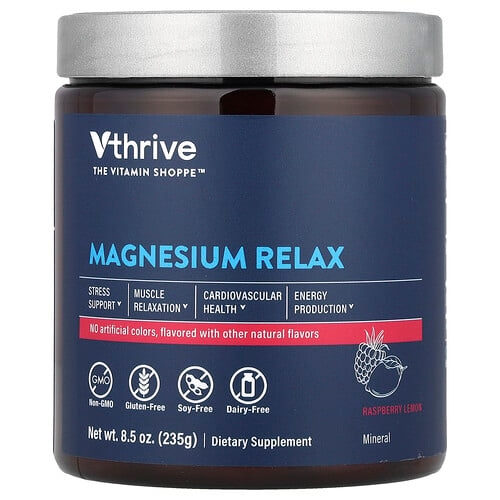 브이쓰라이브 Vthrive, 마그네슘 Relax, 라즈베리 레몬 맛, 235g(8.5oz) 상세 이미지