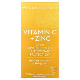 Viva Naturals, 비타민C + 아연, 베지 캡슐 250정