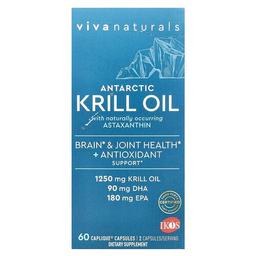 Viva Naturals, 남극 크릴 오일, 아스타잔틴 함유, 625mg, Caplique 캡슐 60정