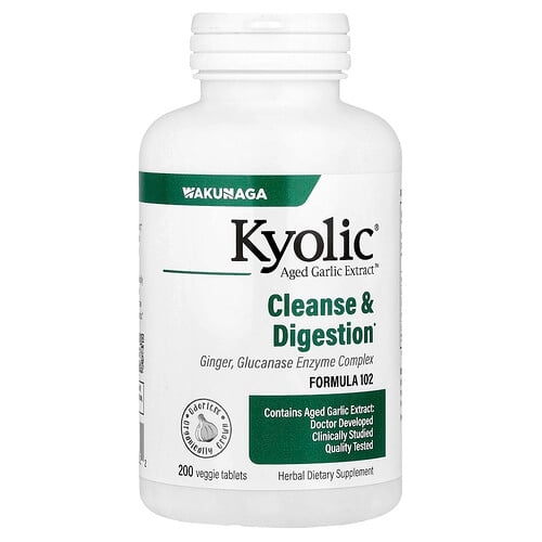 쿄릭 Kyolic, Aged Garlic Extract, 칸디다균 제거 및 소화 증진, 포뮬라 102, 베지 정제 200정 상세 이미지