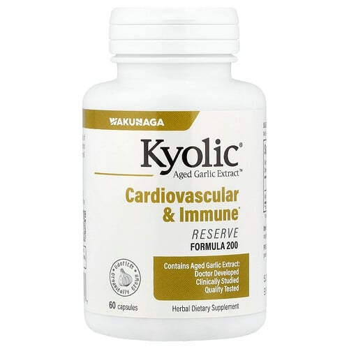 쿄릭 Kyolic, Aged Garlic Extract™, 심혈관 및 면역 강화, 리저브 포뮬라 200, 캡슐 60정(캡슐 1정당 600mg) 상세 이미지