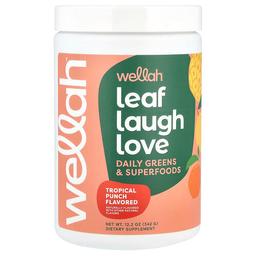 웰라 Wellah, Leaf Lough Love, 데일리 그린스 및 슈퍼 푸드, 트로피컬 펀치, 342g(12.2oz)
