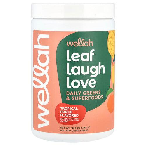 웰라 Wellah, Leaf Lough Love, 데일리 그린스 및 슈퍼 푸드, 트로피컬 펀치, 342g(12.2oz) 상품 이미지