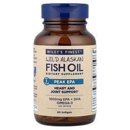 윌리스 파이니스트 Wiley's Finest, 자연산 알래스카 피쉬 오일, 에이코사펜타엔산 최고 함량, 소프트젤 60정