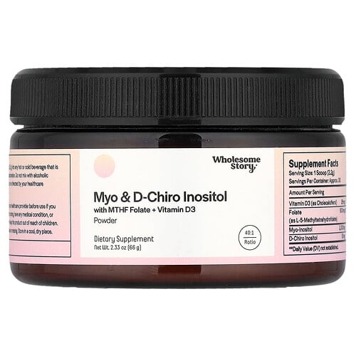 홀섬 스토리 Wholesome Story, 마이오 & d-카이로 이노시톨, MTHF 엽산 + 비타민D3 분말 함유, 66g(2.33oz) 상세 이미지