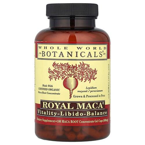 홀 월드 보타니칼 Whole World Botanicals, Royal Maca®, 500mg, 젤 캡슐 180정 상품 이미지