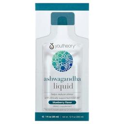 유티오리 Youtheory, 리퀴드 아슈와간다, 블루베리, 파우치 12개, 각 30ml(1fl oz)