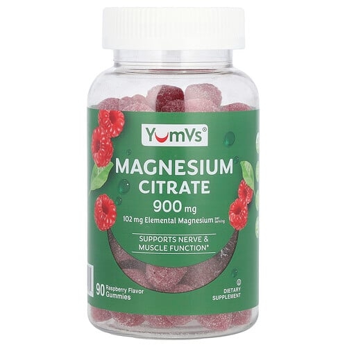 얌-V YumVs, 마그네슘시트레이트, 라즈베리 맛, 구미젤리 90개(구미젤리 1개당 300mg) 상세 이미지