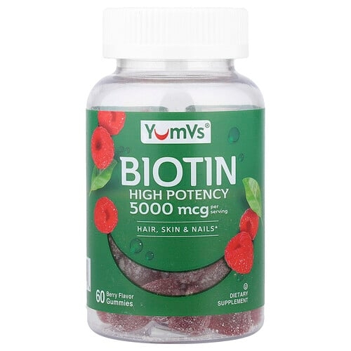 얌-V YumVs, 비오틴 구미젤리, 고효능, 베리, 구미젤리 60개(구미젤리 1개당 2,500mcg) 상세 이미지
