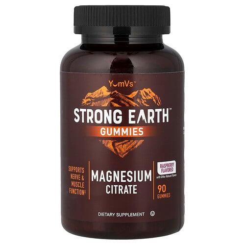 얌-V YumVs, strong Earth 구미젤리, 마그네슘시트레이트, 라즈베리 & 복숭아, 구미젤리 90개 상품 이미지