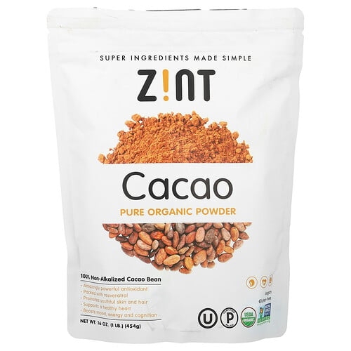 진트 Zint, 순수 유기농 분말, 카카오, 454g(16oz) 상세 이미지