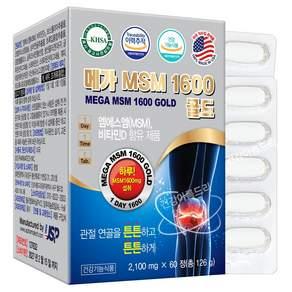 미국 메가 엠에스엠 MSM 1600 골드 60정 관절 연골 보스웰리아 글루코사민 상어연골, 126g, 1개 상품 이미지