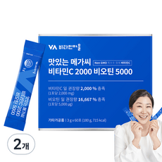 비타민마을 맛있는 메가씨 비타민C 2000 비오틴 5000, 180g, 2개 상세 이미지