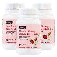 콤비타(Comvita) 콤비타 마누카꿀 밀크 츄어블 (칼슘)-딸기맛 60정 X 3개, 180정, 1세트 상세 이미지