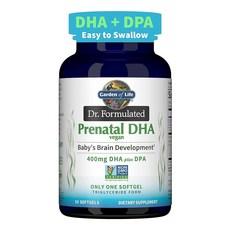가든오브라이프 Garden of Life Dr. Formulated 임산부 비건 DHA - 인증된 오메가 3 보충제 400mg + 조류 트리글리세라이드 형태의 DPA 함유 GM, 1개, 30정 이미지