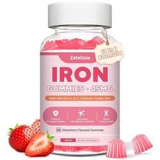 45MG Iron Supplement Gummies for Women & Men Vitamin C A B Complex Folate CoQ10 Zinc Adults, 45MG Iron Supplement Gummies f, 1개 상품 이미지