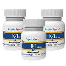 Superior Source Vitamin K1 500mcg 수피리어 소스 비타민 K1 500mcg, 알약/캡슐, 3개, 30정 상품 이미지