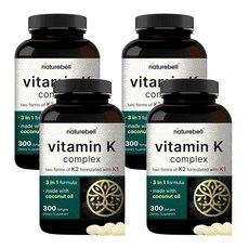 NatureBell Vitamin K Complex 네이처벨 비타민 K 복합체 K1+K2(MK-7 & MK-4) 소프트젤, 4개, 300정 상세 이미지