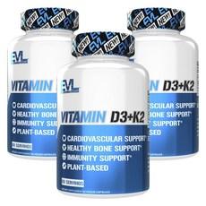 EVLUTIONNUTRITION 비타민 D3 + K2 베지 캡슐, 3개, 60정 이미지