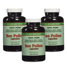 Y.S. Eco Bee Farms 100% Pure Bee Pollen 1000mg YS 에코비팜스 비폴렌 벌화분 1000mg, 3개, 200정 이미지