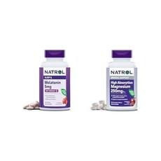 나트롤 5mg 딸기맛 트립토판 멜라토닌 200정 마그네슘 250mg 60정 번들세트, 나트롤 5mg 200정 마그네슘 250mg 60정 번들 상품 이미지