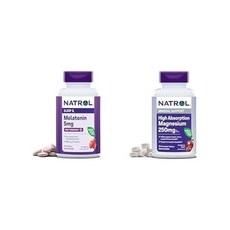 나트롤 5mg 딸기맛 트립토판 멜라토닌 200정 마그네슘 250mg 60정 번들세트, 나트롤 5mg 200정 마그네슘 250mg 60정 번들 상세 이미지