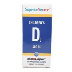 슈페리어소스 칠드런스 어린이 비타민 D3 400IU 타블렛, 2개, 100정 이미지