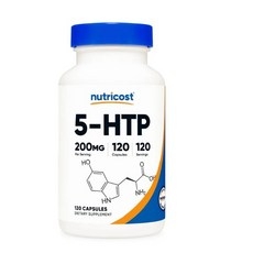 Nutricost 뉴트리코스트 5 HTP 5 하이드록시 트립토판 200mg 120 캡슐, 200 mg, 120정, 1개 상세 이미지