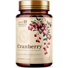 Health Nutrition Naturals 크랜베리 501 농축 추출물 비타민C 25000mg 120캡슐, 120 Count (Pack of 1) 상세 이미지