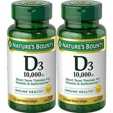 네이처스바운티 D3 10 000 IU 소프트젤 72정 2팩, 2개들이 팩, 2개 이미지