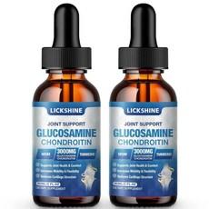Lickshine 글루코사민 콘드로이틴 MSM 액체 드롭 2팩 - 케르세틴 보스웰리아 브로멜라인 히알루론산 항산화 면역 지원 포함 성인용 엑스트라 스트렝스 관절 지지 보충제, 1 Fl Oz (Pack of 2), 2개 상품 이미지