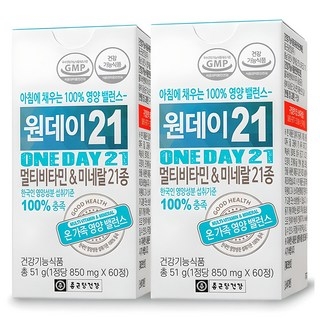 종근당건강 원데이21 멀티비타민 & 미네랄21종, 60정, 1개 상세 이미지