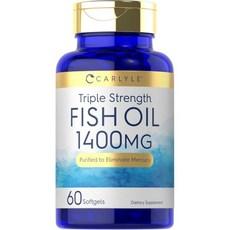 Carlyle Triple Strength Omega 3 Fish Oil | 1400mg | 60 Softgels | Non-GMO Gluten Free Supplement 이미지
