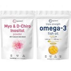 Micro Ingredients Omega-3 Fish Oil 4 200 mg Softgels & Myo & D-Chiro Inositol Powder Bundle 2 Pack 이미지