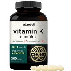 NatureBell 네이처벨 풀 스펙트럼 비타민 K2 영양제 MK7 MK4 200mcg 240정, 300 Count (Pack of 1), 1개 상품 이미지