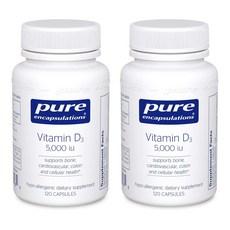 퓨어인캡슐레이션 비타민 D3 5000 IU 캡슐, 120정, 2개 이미지