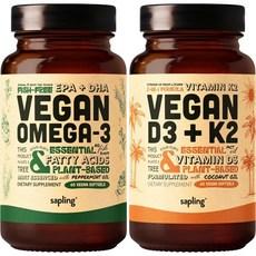 Vegan Omega 3 & Vegan Vitamin D3 + K2 Supplement Bundle - Plant-Based DHA & EPA Fatty Acids 4000 I 이미지