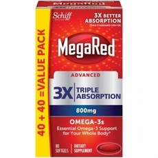 MegaRed Advanced 6X Absorption 800mg Omega-3s Fish Oil with EPA/DHA No Fishy Aftertaste Supports H, 80 Count (Pack of 2) 상세 이미지