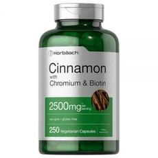 Horbaach Horbäach 크롬 피콜리네이트 시나몬 2500mg | 250캡슐 비오틴 플러스 채식주의자 GMO 프리 글루텐 프리, 1개